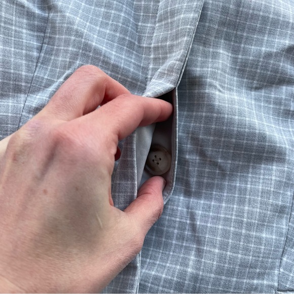 Ann Taylor light gray Crewneck jacket in graphic check - Picture 7 of 11
